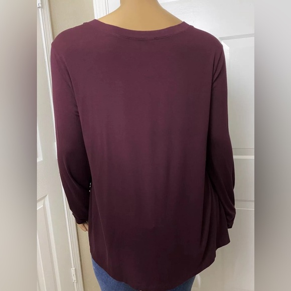Harari Womens Blouse Size 2X Sheer Front Maroon Silk Blend Long Sleeve Top - Picture 3 of 6